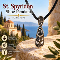 Saint Spyridon Shoe Pendant Necklace – Metallic, from Corfu (Kerkira) Church Icon Store