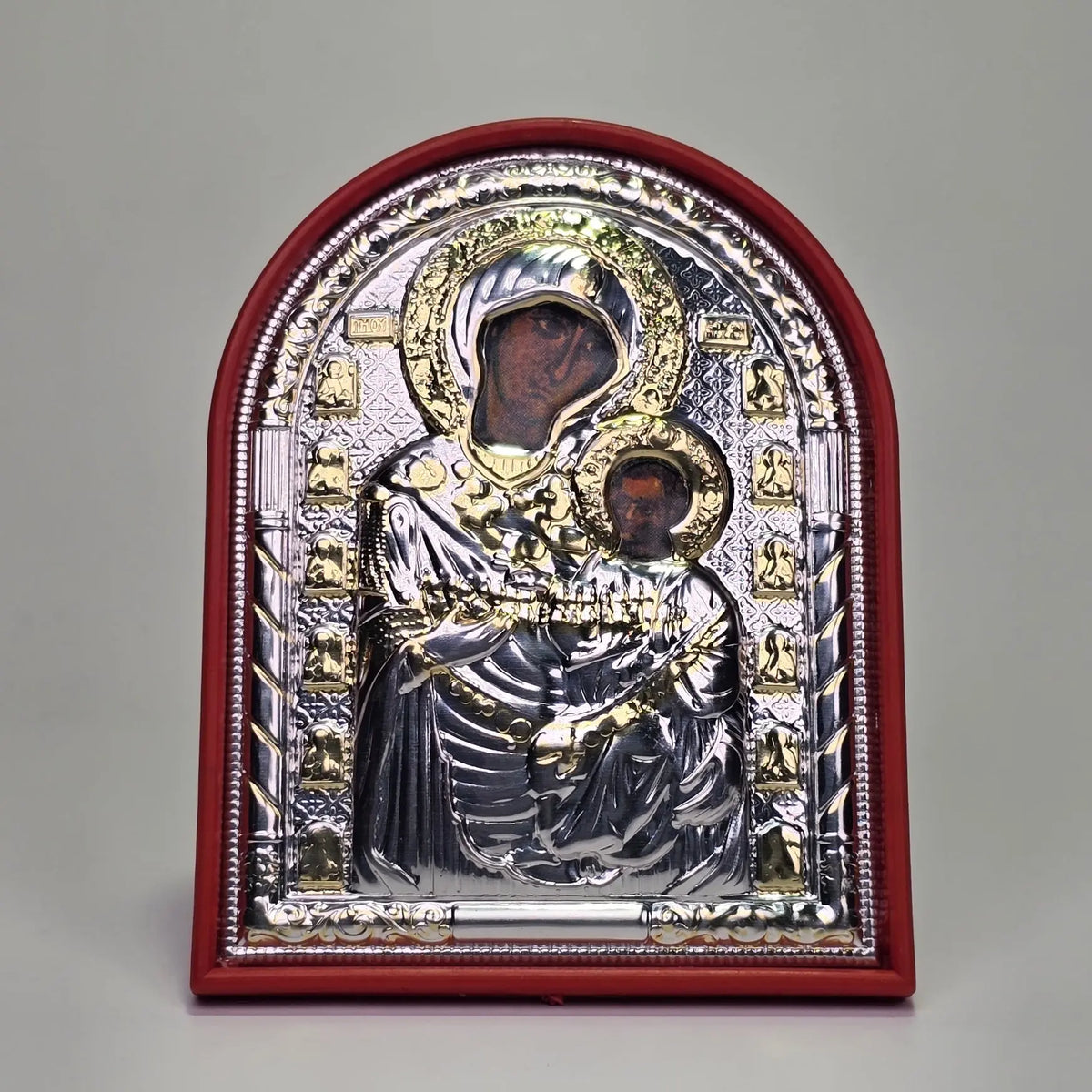 Panagia Portaitissa (Iveron) Silver & Gold-Plated Icon Sacred Icon House