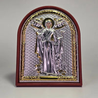 Holy Theotokos “Guardian of the Holy Mountain” Silver &amp; Gold-Plated Icon Sacred Icon House