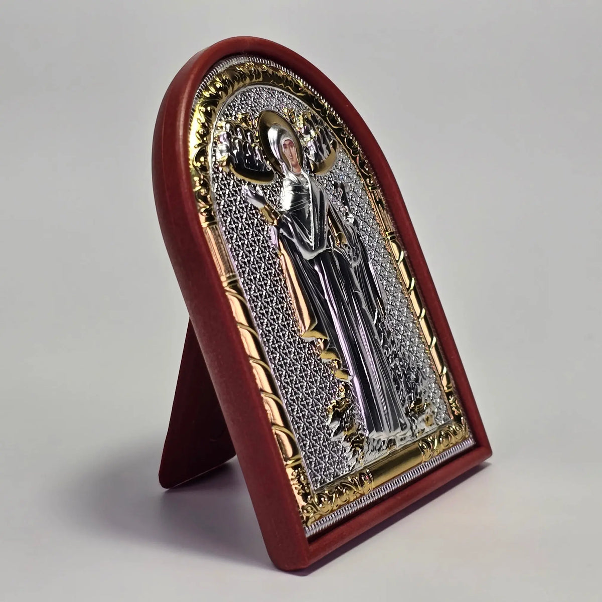 Holy Theotokos “Guardian of the Holy Mountain” Silver &amp; Gold-Plated Icon Sacred Icon House