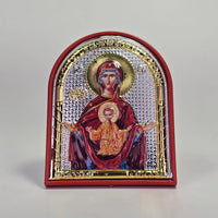 Theotokos “Our Lady of the Sign” Colored Silver & Gold-Plated Icon Sacred Icon House