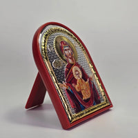 Theotokos “Our Lady of the Sign” Colored Silver & Gold-Plated Icon Sacred Icon House