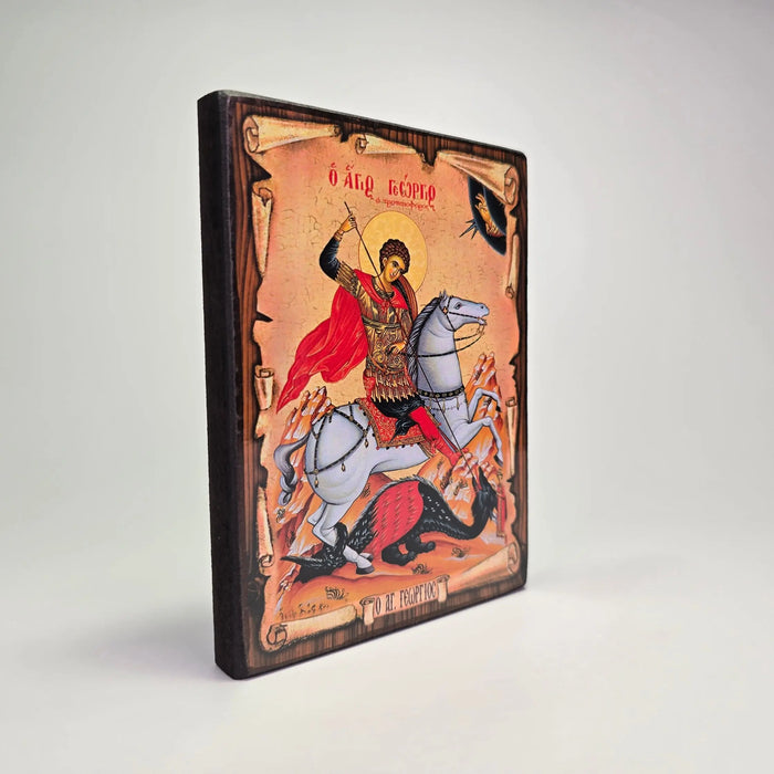 Saint George the Dragon Slayer Byzantine Icon – Handcrafted in Greece, Patra Patra