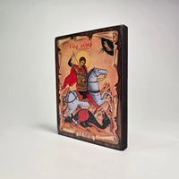 Saint George the Dragon Slayer Byzantine Icon – Handcrafted in Greece, Patra Patra