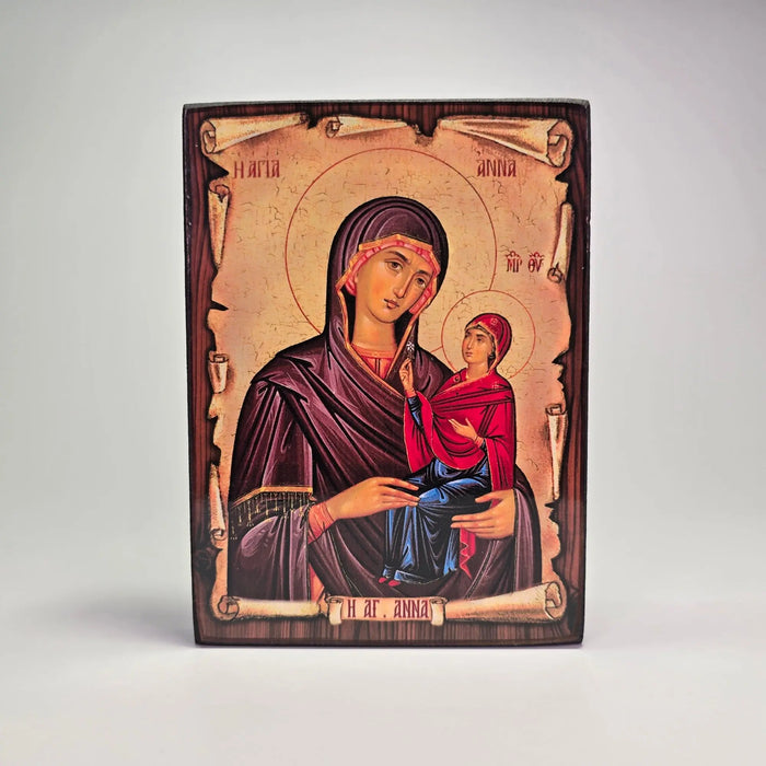 Saint Anna with the Theotokos Byzantine Icon – Made in Greece, Patra Mount Athos