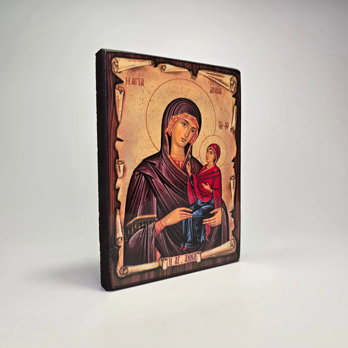 Saint Anna with the Theotokos Byzantine Icon – Made in Greece, Patra Mount Athos