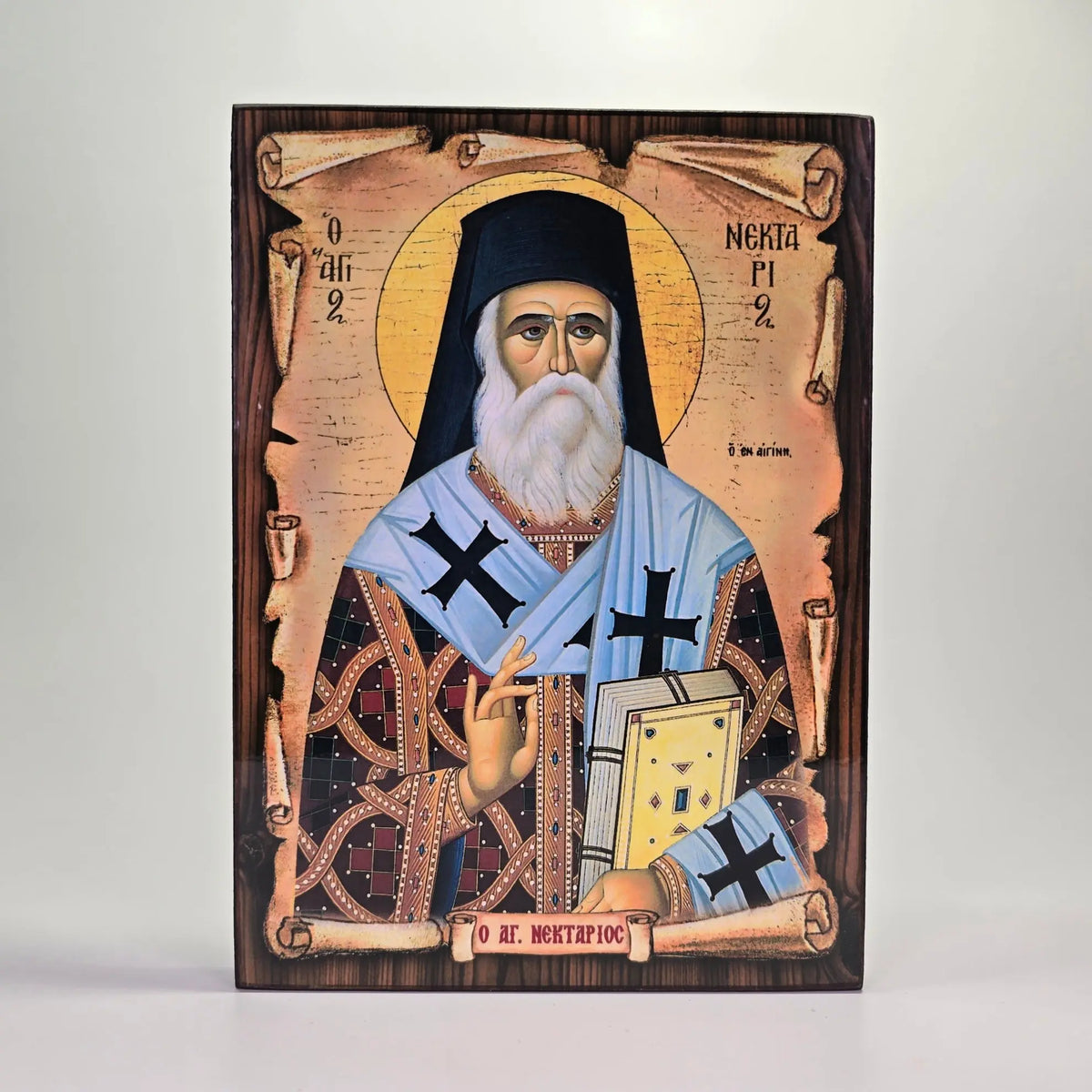 Saint Nektarios of Aegina Byzantine Icon – Made in Greece, Patra Sacred Icon House