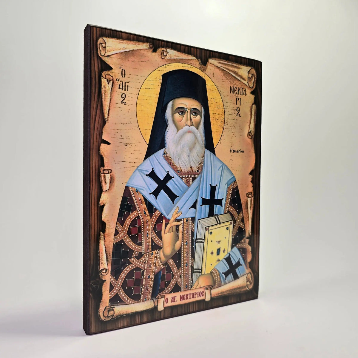 Saint Nektarios of Aegina Byzantine Icon – Made in Greece, Patra Sacred Icon House