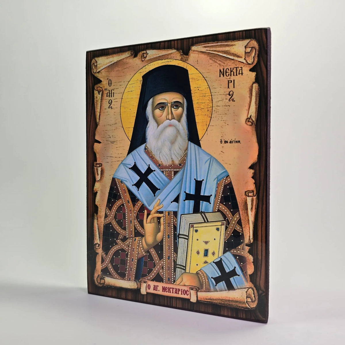 Saint Nektarios of Aegina Byzantine Icon – Made in Greece, Patra Sacred Icon House