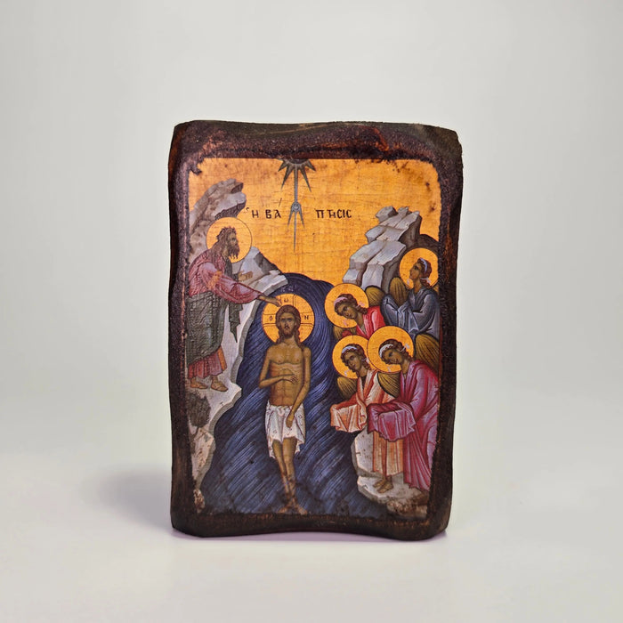 Baptism of the Lord Byzantine Icon – Handcrafted in Greece, Mount Athos Sacred Icon House
