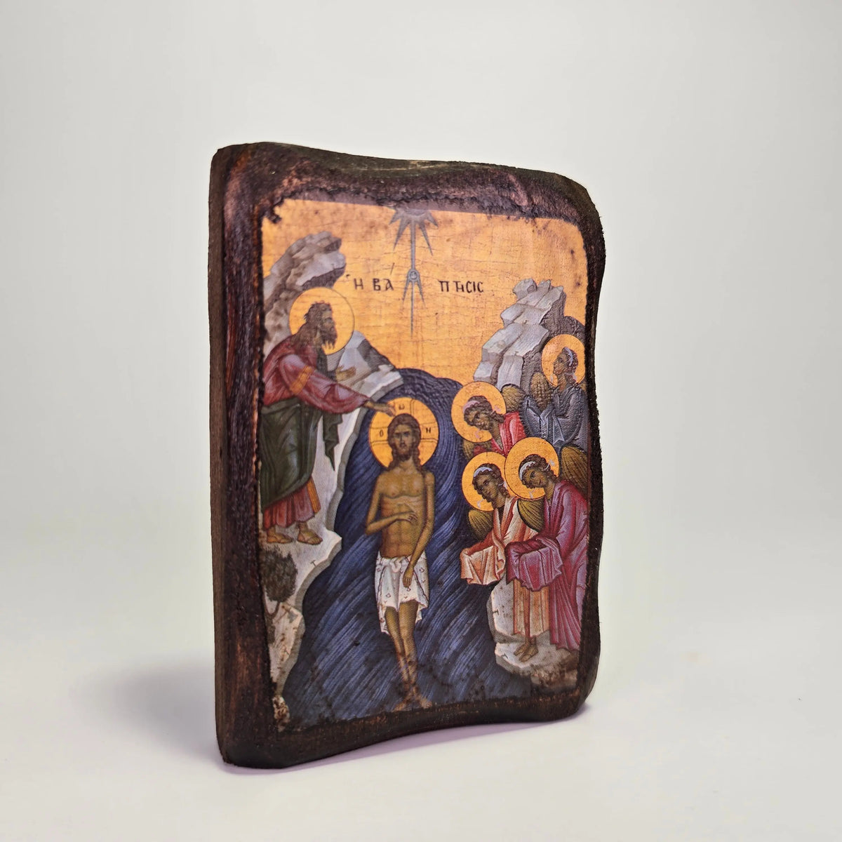 Baptism of the Lord Byzantine Icon – Handcrafted in Greece, Mount Athos Sacred Icon House