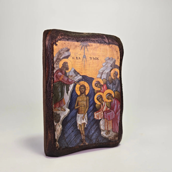 Baptism of the Lord Byzantine Icon – Handcrafted in Greece, Mount Athos Sacred Icon House