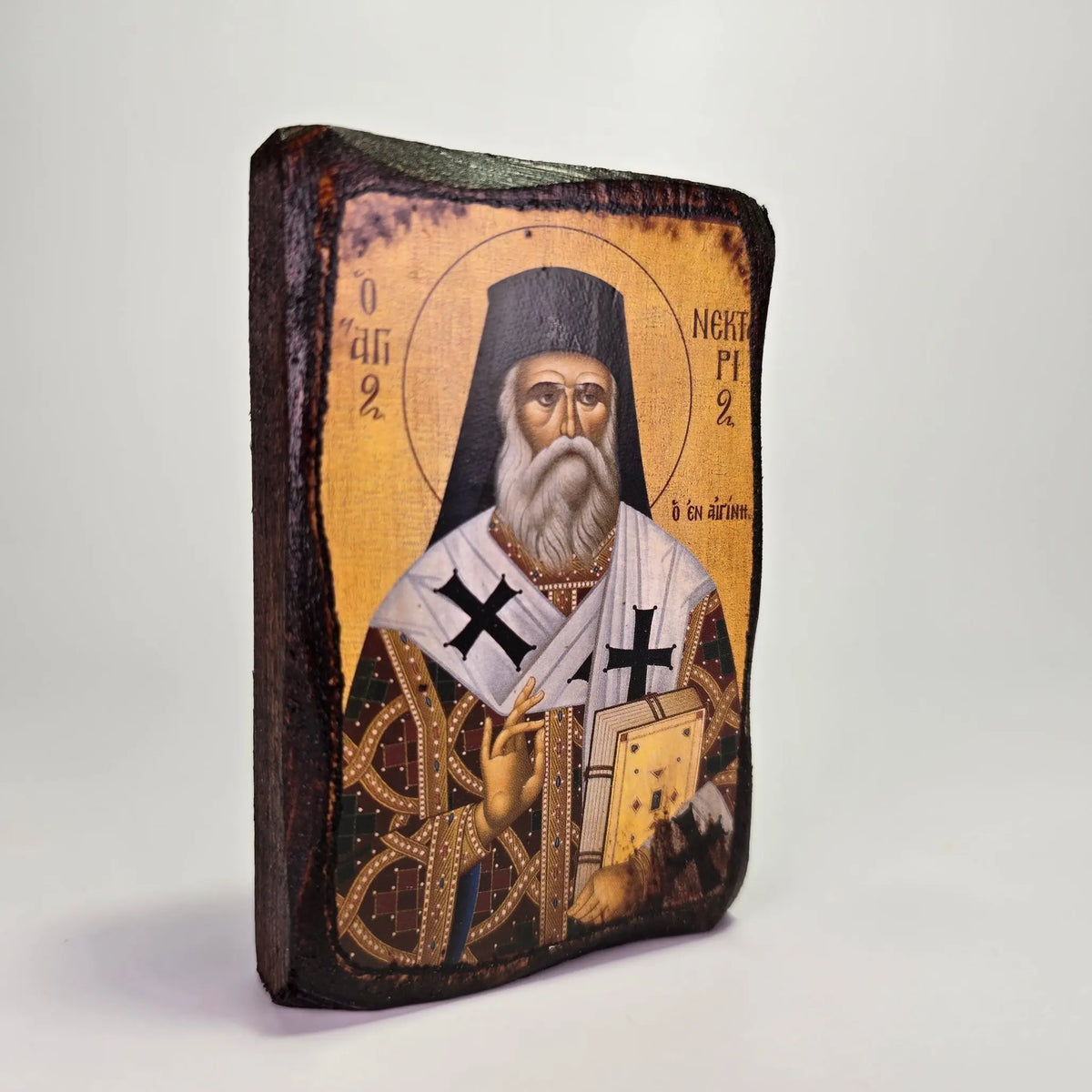 St. Nektarios Byzantine Icon – Made in Greece St Mina Monastery