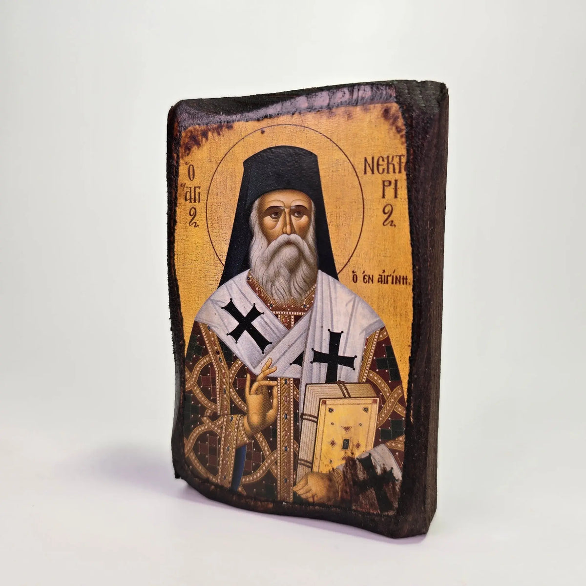 St. Nektarios Byzantine Icon – Made in Greece St Mina Monastery