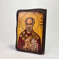 St. Nicholas Byzantine Icon – Handcrafted in Greece, Mount Athos Satin Mina Monastery