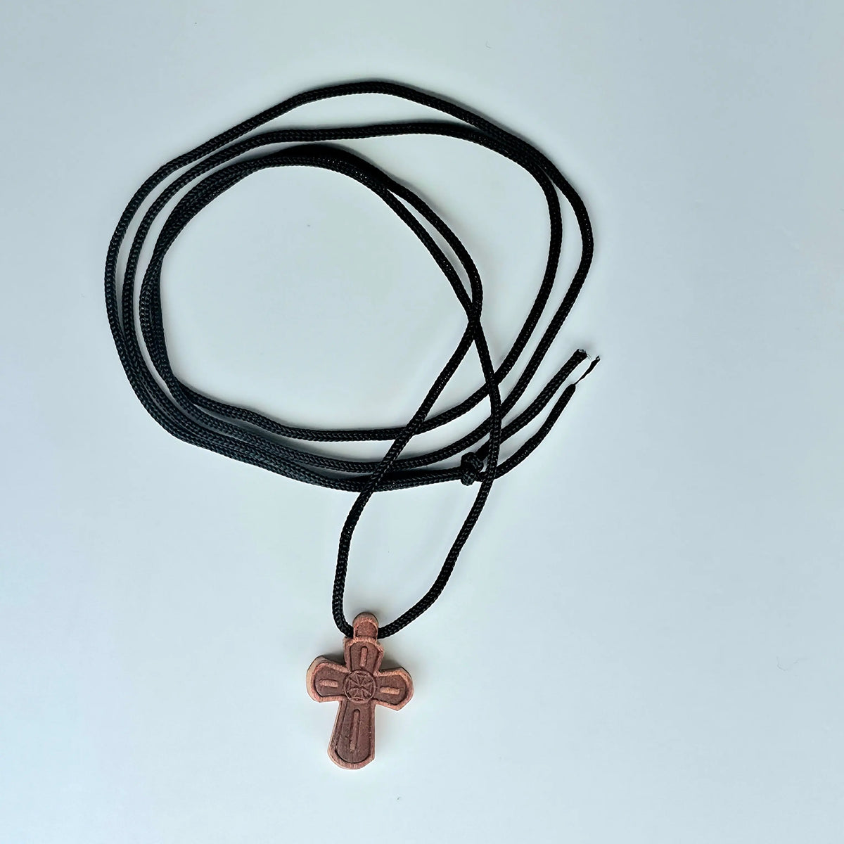 Cross Orthodox Wooden - Small with Bolnuri heart. 2.3 x 1.4 x 0.3 cm Georgia