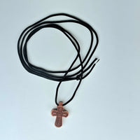 Cross Orthodox Wooden - Small with Bolnuri heart. 2.3 x 1.4 x 0.3 cm Georgia