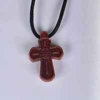 Cross Orthodox Wooden - Small with Bolnuri heart. 2.3 x 1.4 x 0.3 cm Georgia