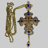 Orthodox Priest Cross (Pectoral Cross) Zinc Alloy Golden Color 18 x 9 cm Sacred Icon House