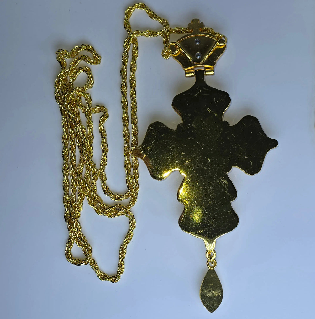 Orthodox Priest Cross (Pectoral Cross) Zinc Alloy Golden Color 18 x 9 cm Sacred Icon House