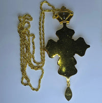 Orthodox Priest Cross (Pectoral Cross) Zinc Alloy Golden Color 18 x 9 cm Sacred Icon House
