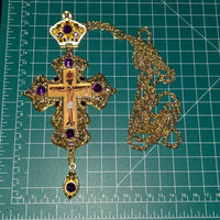 Orthodox Priest Cross (Pectoral Cross) Zinc Alloy Golden Color 18 x 9 cm Sacred Icon House