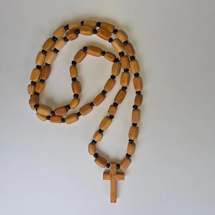 Orthodox Wooden Prayer Cross Necklace – Beaded (3 Variants) 3.5 X 2 cm Strikoudis