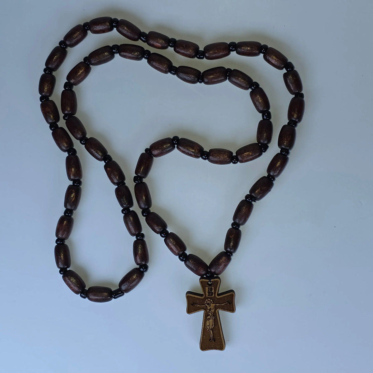 Orthodox Wooden Prayer Cross Necklace – Beaded (3 Variants) 3.5 X 2 cm Strikoudis