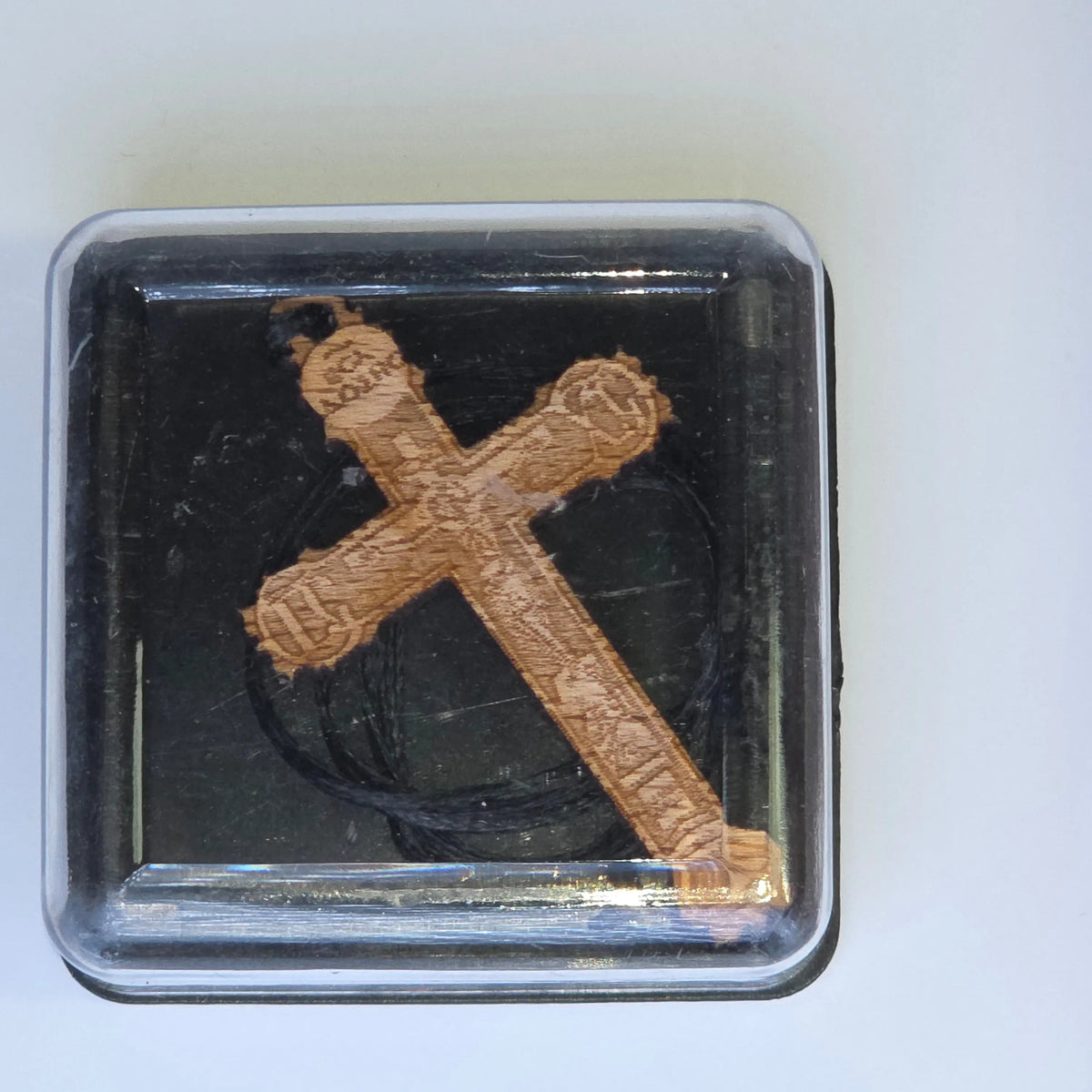 Cross Orthodox Wooden – Crucifixion (5.5 × 3.5 cm) Strikoudis