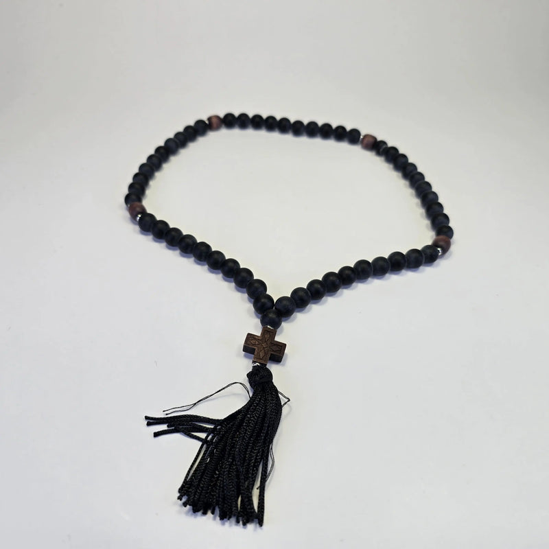 Orthodox Prayer Rope – 55 Beads with Wooden Cross & Tassel - Made on Mount Athos Mount Athos