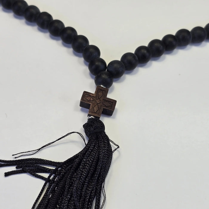 Orthodox Prayer Rope – 55 Beads with Wooden Cross & Tassel - Made on Mount Athos Mount Athos