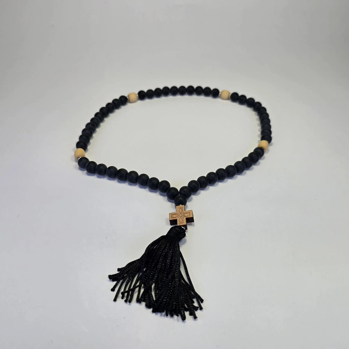 Orthodox Prayer Rope – 55 Beads with Wooden Cross & Tassel - Made on Mount Athos Mount Athos