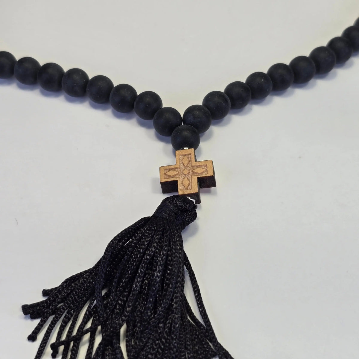 Orthodox Prayer Rope – 55 Beads with Wooden Cross & Tassel - Made on Mount Athos Mount Athos