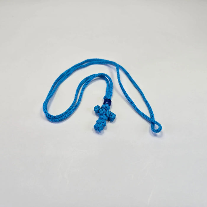 Orthodox Children’s Prayer Cross Necklace – Hand-Knotted Blue Cord Sacred Icon House