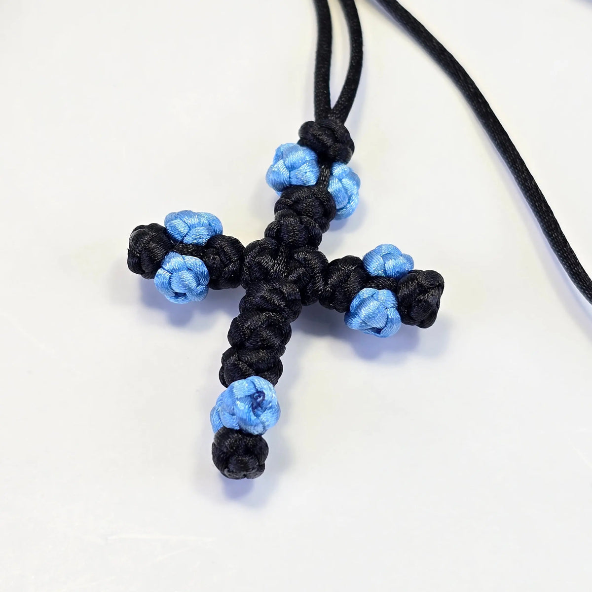 Orthodox Children’s Prayer Cross Necklace – Hand-Knotted (Blue or Pink) Sacred Icon House