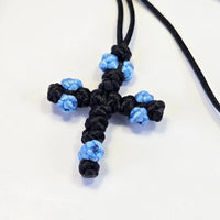 Orthodox Children’s Prayer Cross Necklace – Hand-Knotted (Blue or Pink) Sacred Icon House