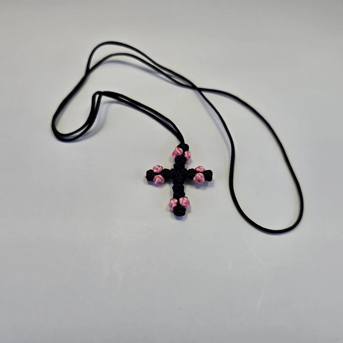 Orthodox Children’s Prayer Cross Necklace – Hand-Knotted (Blue or Pink) Sacred Icon House