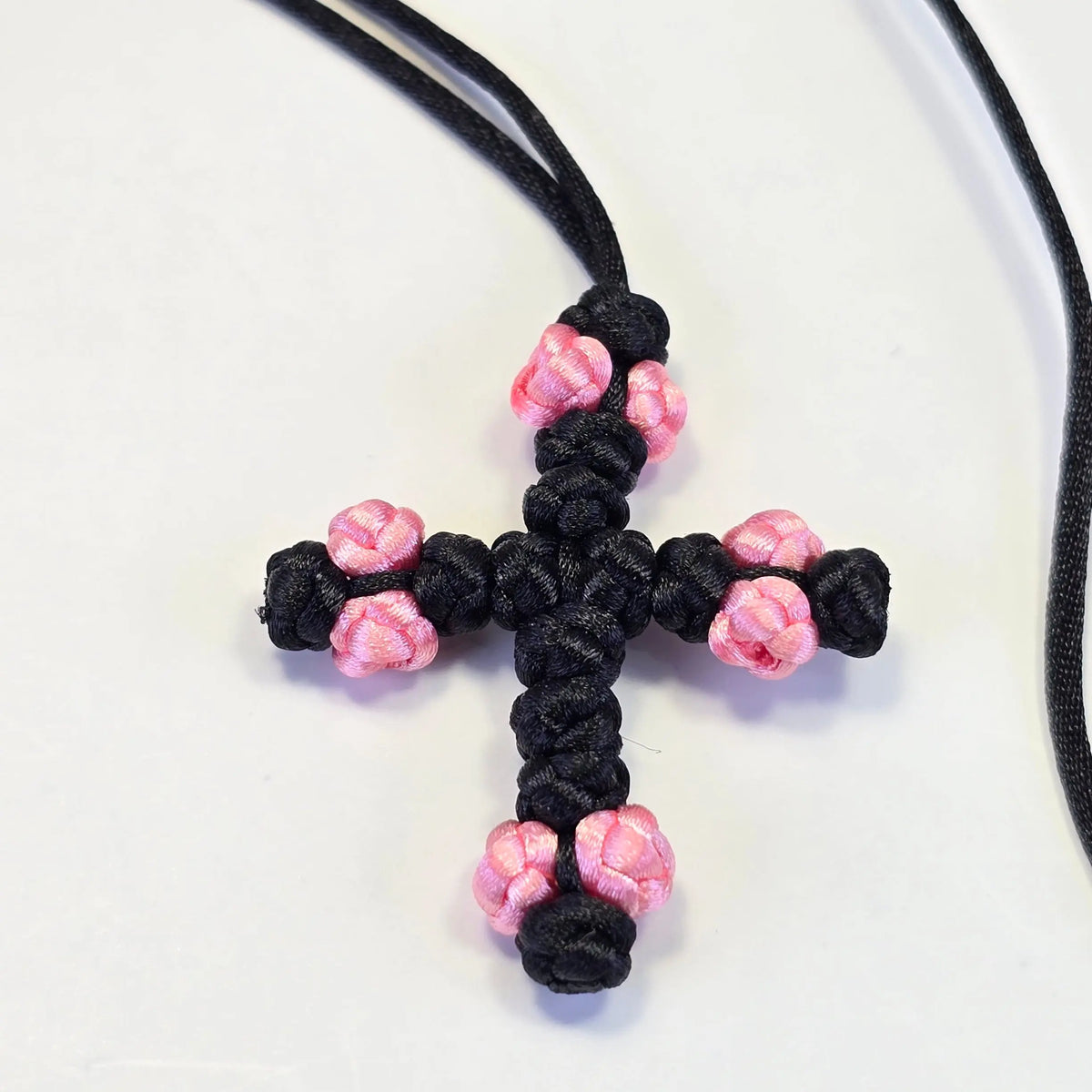 Orthodox Children’s Prayer Cross Necklace – Hand-Knotted (Blue or Pink) Sacred Icon House