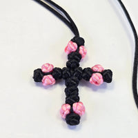 Orthodox Children’s Prayer Cross Necklace – Hand-Knotted (Blue or Pink) Sacred Icon House