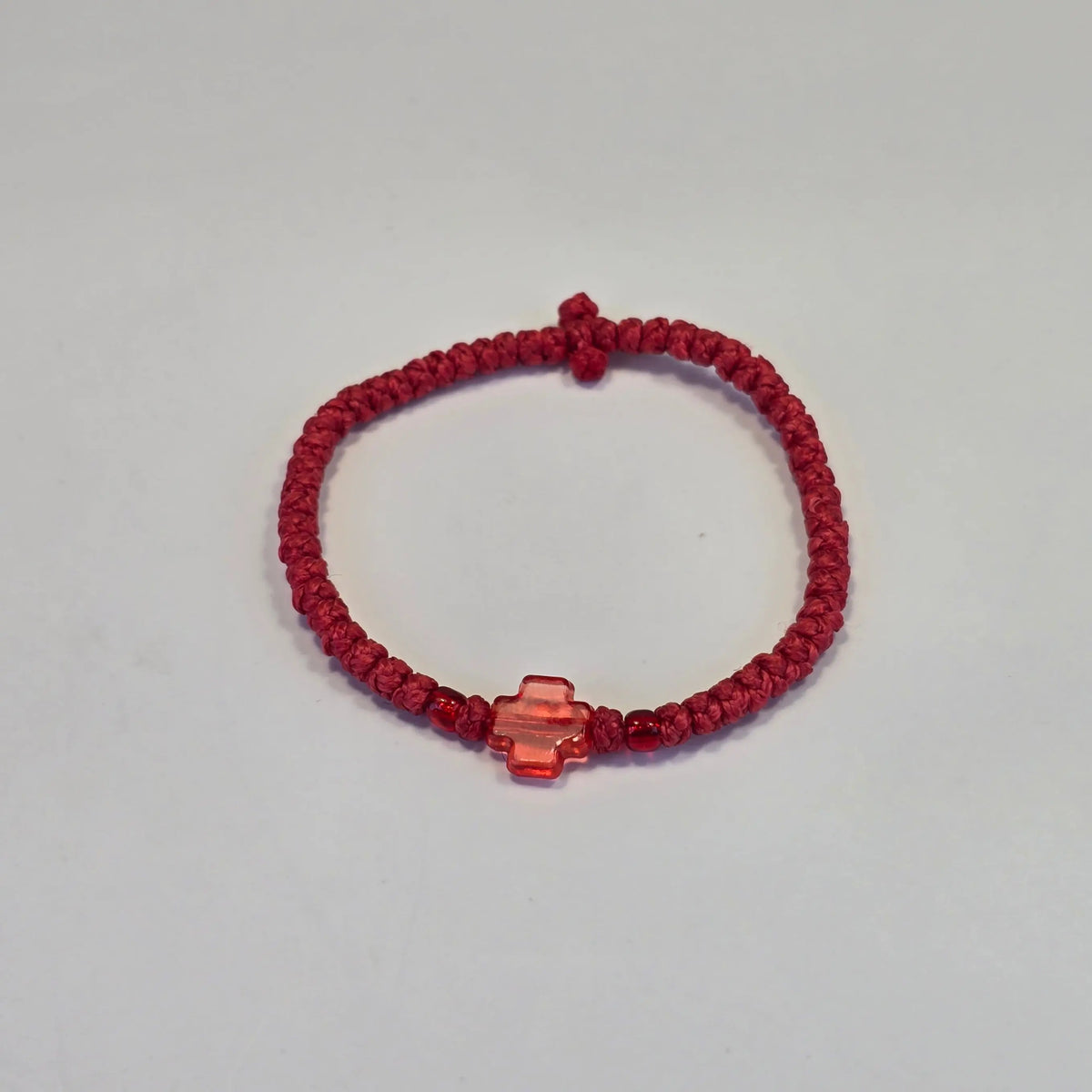 Orthodox Prayer Rope (Komboskini) – 50 Knots with Red Cross Accent Sacred Icon House