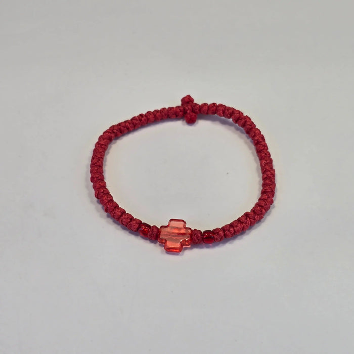 Orthodox Prayer Rope (Komboskini) – 50 Knots with Red Cross Accent Sacred Icon House