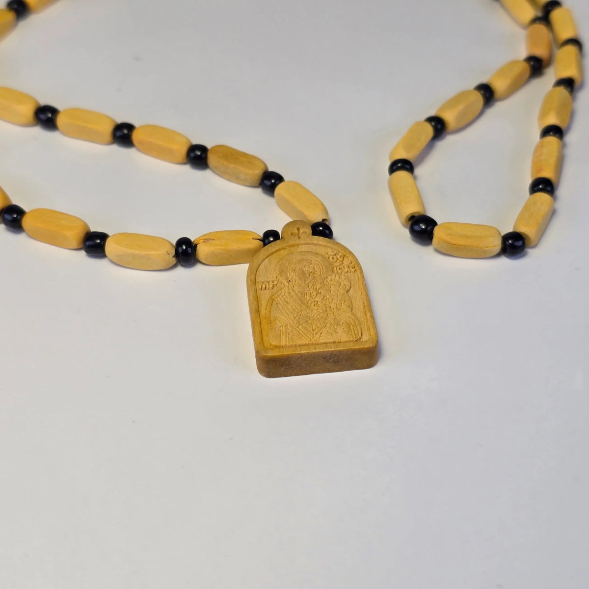 Orthodox Wooden Icon Necklace (2 Variants) – Dark Wood or Light Wood Mount Athos