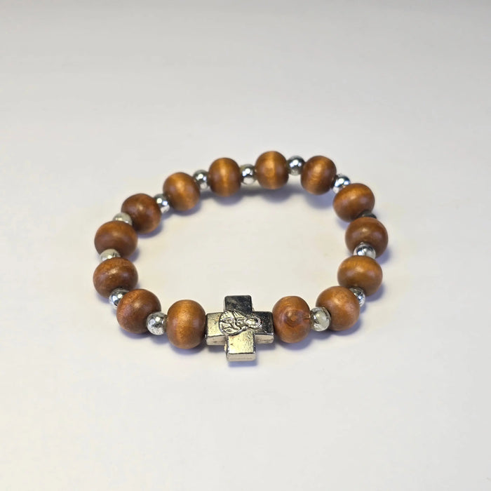 Orthodox Cross Bead Bracelet – Red Stone or Natural Wood (Two Variants) Sacred Icon House