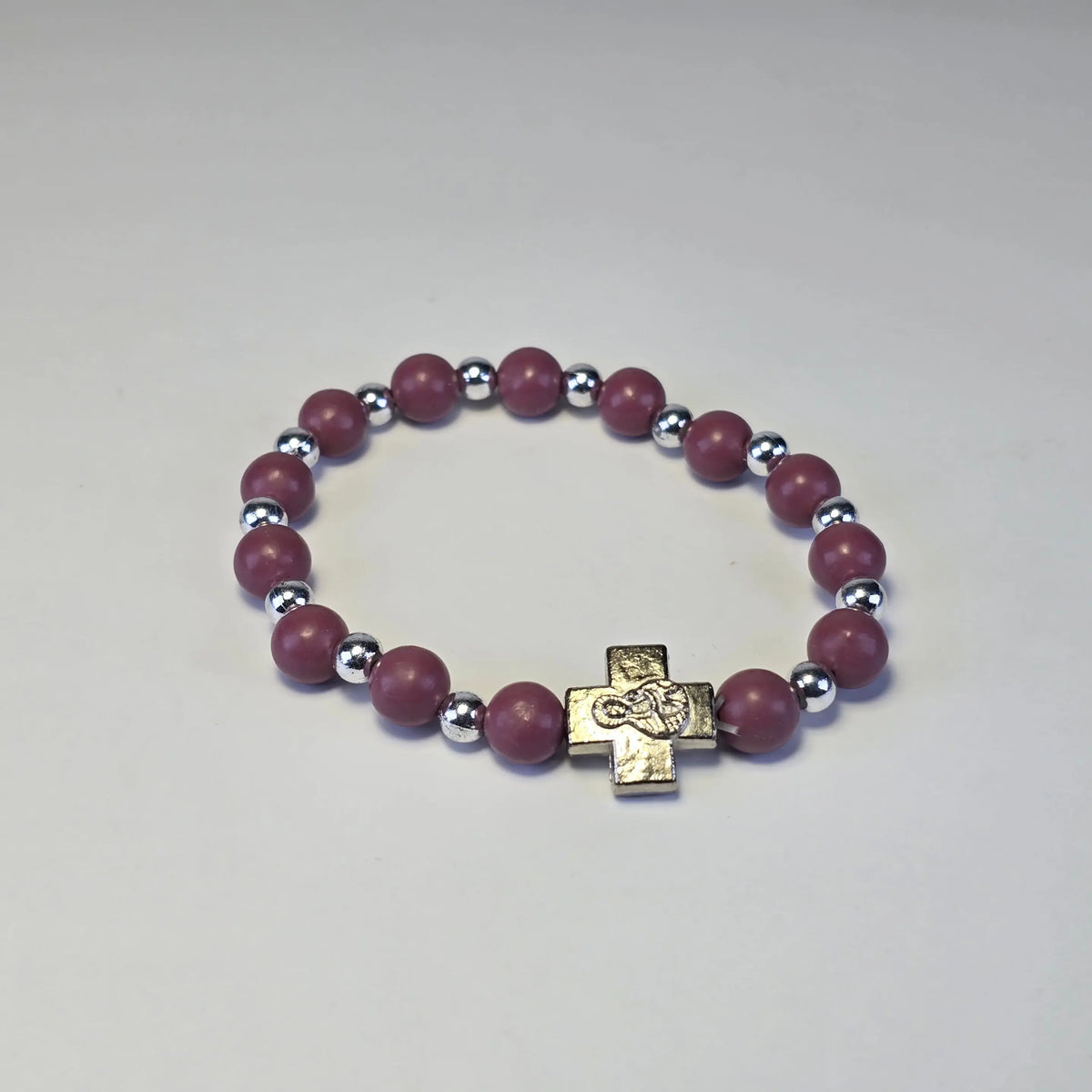 Orthodox Cross Bead Bracelet – Red Stone or Natural Wood (Two Variants) Sacred Icon House