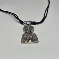 Saint Spyridon Orthodox Icon Necklace – Silver-Tone Metal on Black Cord Sacred Icon House