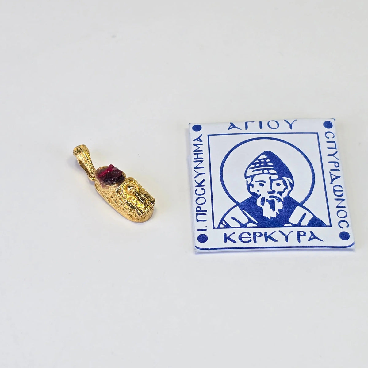 Saint Spyridon Silver Shoe Pendant – With Blessed Cloth within & Blessed Cloth in paper wrap (2 Variants) Sacred Icon House