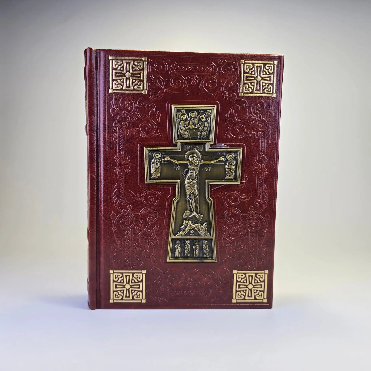 Georgian Orthodox Prayer Book (Georgian Language) – Embossed Cover w/ Metal Crucifix (2 Colors) Sacred Icon House