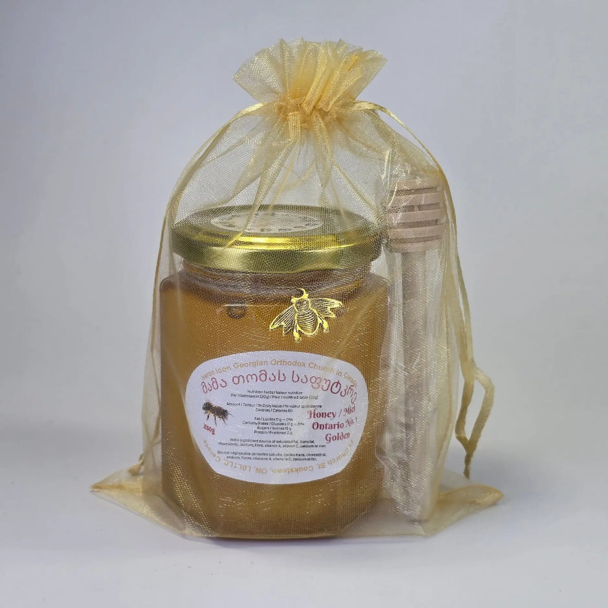 Raw Linden Honey (Basswood) Gift Set – Unpasteurized | 250 g + Honey Stick Sacred Icon House