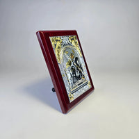 Saint George the Great Martyr Icon (12 × 9 cm) – Silver & Gold Tone on Wood Sacred Icon House