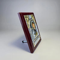 Saint Panteleimon the Healer Icon (12 × 9 cm) – Silver & Gold Tone on Wood Sacred Icon House